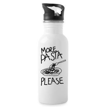 more pasta please noodles funny sayings - Water bottle with straw - white - Right