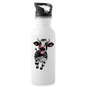 Happy calf calf funny farm motif - Water bottle with straw - white - Right