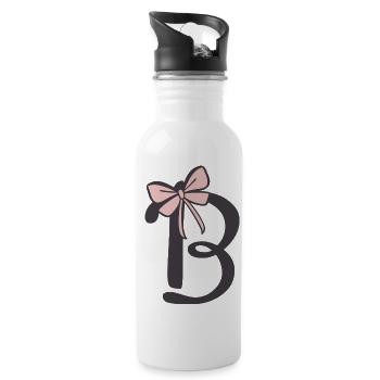 Anfangsbuchstabe B Schleifchen - Trinkflasche mit integriertem Trinkhalm - Weiß - Rechts