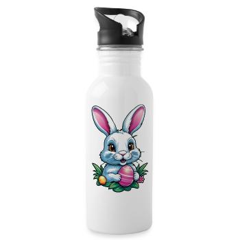 Osterhase - Trinkflasche mit integriertem Trinkhalm - Weiß - Rechts