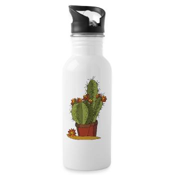 Flowers - Water bottle with straw - white - Right