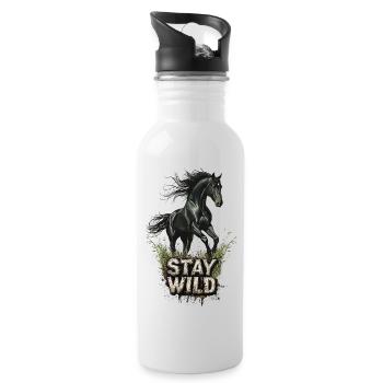 Pferd Pferde Reiterin Reiter Stay Wild Pferdesport - Trinkflasche mit integriertem Trinkhalm - Weiß - Rechts