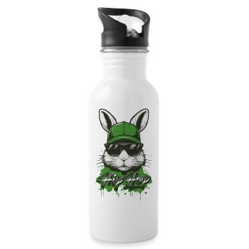 Hip Hop Rabbit - Street Style Rabbit Design - Gourde avec paille intégrée - blanc - Droite