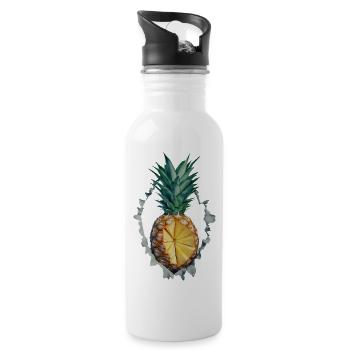 Ananas - Trinkflasche mit integriertem Trinkhalm - Weiß - Rechts