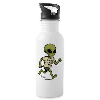Alien Extraterrestre avec de l’humour - Les humains me font peur - Gourde avec paille intégrée - blanc - Droite