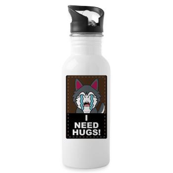Need Hugs - Water bottle with straw - white - Right