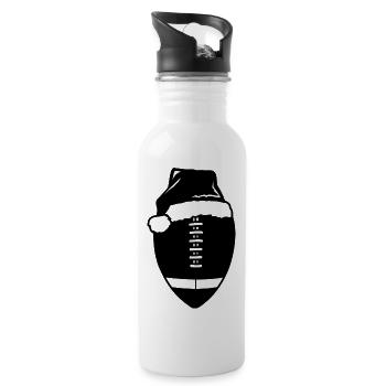 Football Ball Santa Hat - Water bottle with straw - white - Right