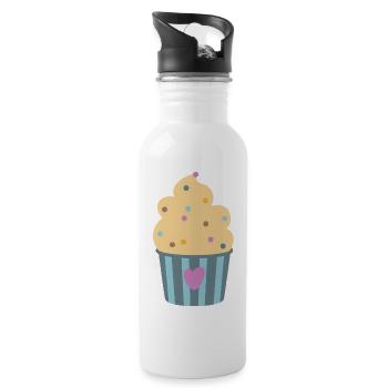 Icecream Heart Stripe Confetti Dots Cup Muffin - Water bottle with straw - white - Right