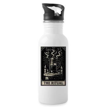 Das Ritual – Kaffee Tarot Altar Design - Trinkflasche mit integriertem Trinkhalm - Weiß - Rechts