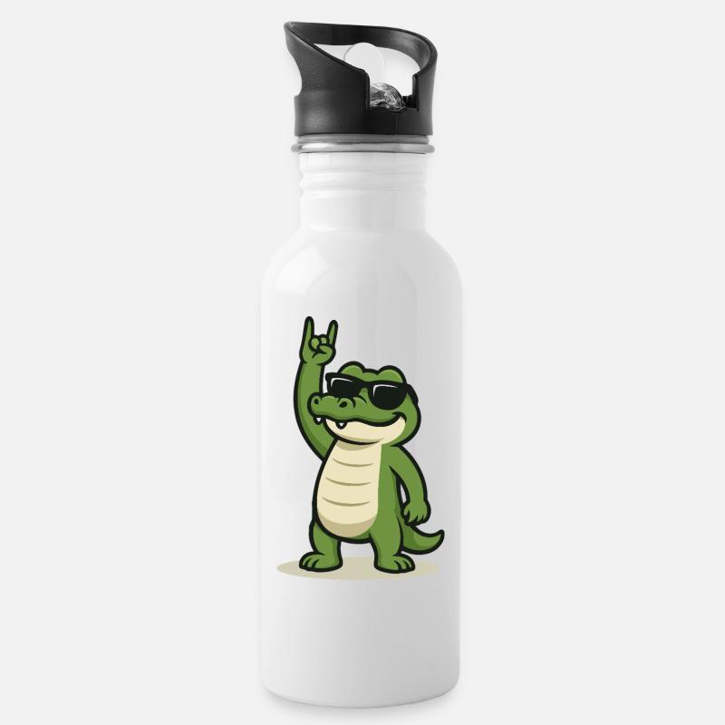 Rockin' Croc - Trinkflasche mit integriertem Trinkhalm - Weiß