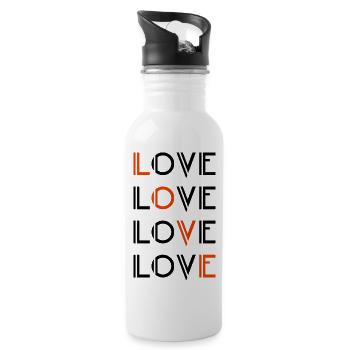 Love / Liebe - Water bottle with straw - white - Right