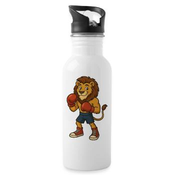 Lion Boxer - Gourde avec paille intégrée - blanc - Droite