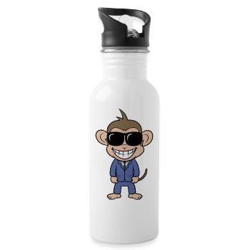Business monkey with suit and sunglasses - Water bottle with straw - white - Right