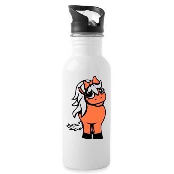 Horse Girl Female Cute Pretty Bow Woman - Water bottle with straw - white - Right