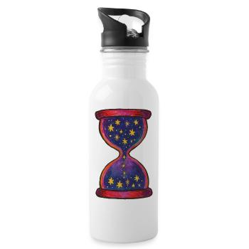 Celestial Hourglass Artistic Pattern - Water bottle with straw - white - Right