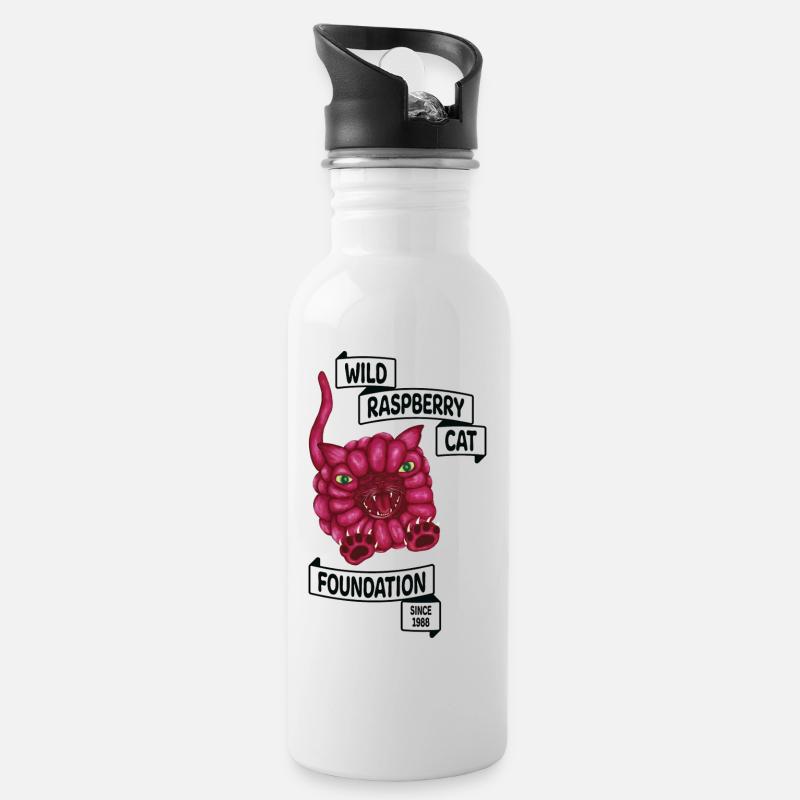 Raspberry the cat - Water bottle with straw - white