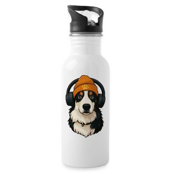 Berger australien avec casquette et casque - Gourde avec paille intégrée - blanc - Droite