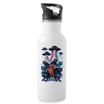 OVNI extraterrestre, chat OVNI, chat rayonnant, cadeau - Gourde avec paille intégrée - blanc - Droite