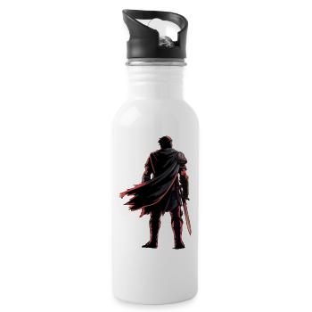 Art épique de la silhouette du guerrier - Gourde avec paille intégrée - blanc - Droite