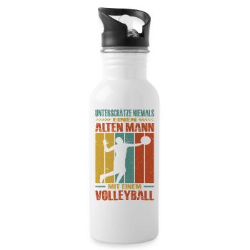 Volleyball Trainer Geschenke Volleyballspieler - Trinkflasche mit integriertem Trinkhalm - Weiß - Rechts