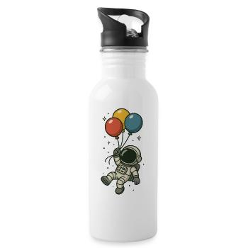 Astronaut mit Ballons - Trinkflasche mit integriertem Trinkhalm - Weiß - Rechts