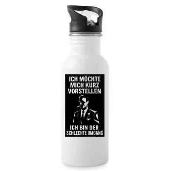 Lustiger Spruch- Ich bin der schlechte Umgang  - Trinkflasche mit integriertem Trinkhalm - Weiß - Rechts