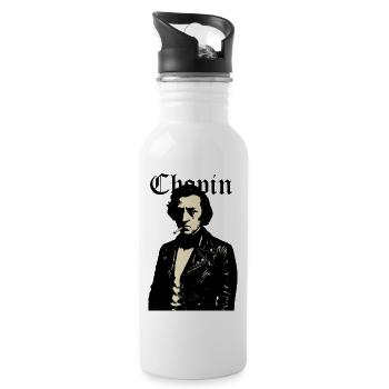 Chopin Noir Rebell Lederporträt - Trinkflasche mit integriertem Trinkhalm - Weiß - Rechts