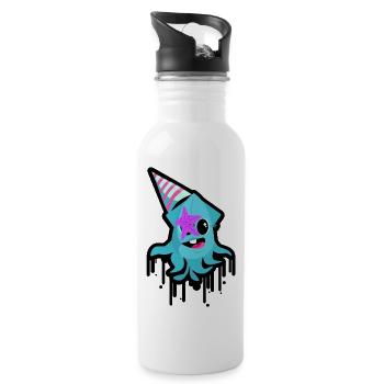 Wilder Oktopus - Trinkflasche mit integriertem Trinkhalm - Weiß - Rechts