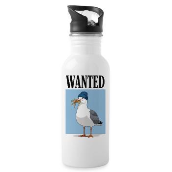 Gesuchte Pommes-möwe - Trinkflasche mit integriertem Trinkhalm - Weiß - Rechts