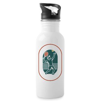 Padel Mehr Spin Mehr Grinsen Lustiger Spieler - Trinkflasche mit integriertem Trinkhalm - Weiß - Rechts