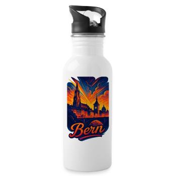 Bern Stadt Schweiz Silhouette künstlerisch Geschen - Trinkflasche mit integriertem Trinkhalm - Weiß - Rechts