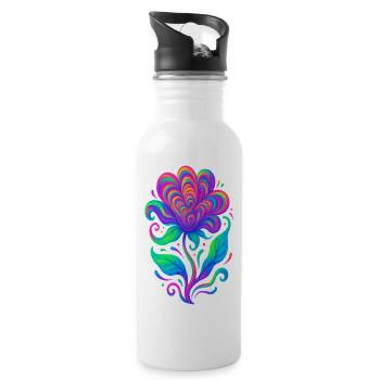 Vivid Rainbow Heartflower - Water bottle with straw - white - Right