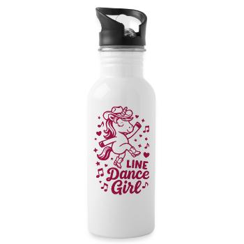 Linedance Girl - Tanz mit Herz - Musik Einhorn - Trinkflasche mit integriertem Trinkhalm - Weiß - Rechts