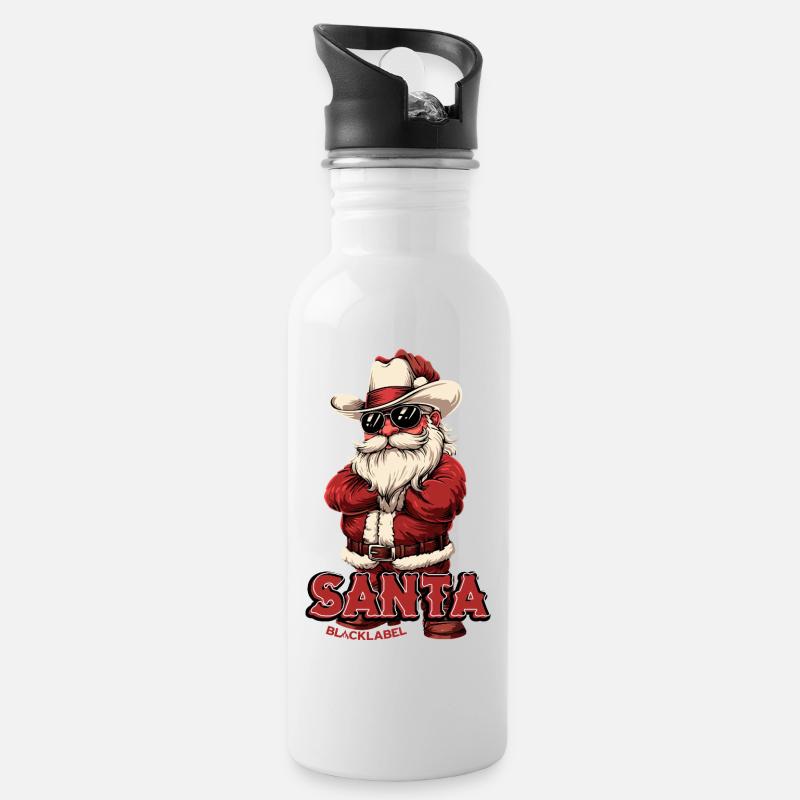 Badass-Santa-by-BlackLabel - Gourde avec paille intégrée - blanc