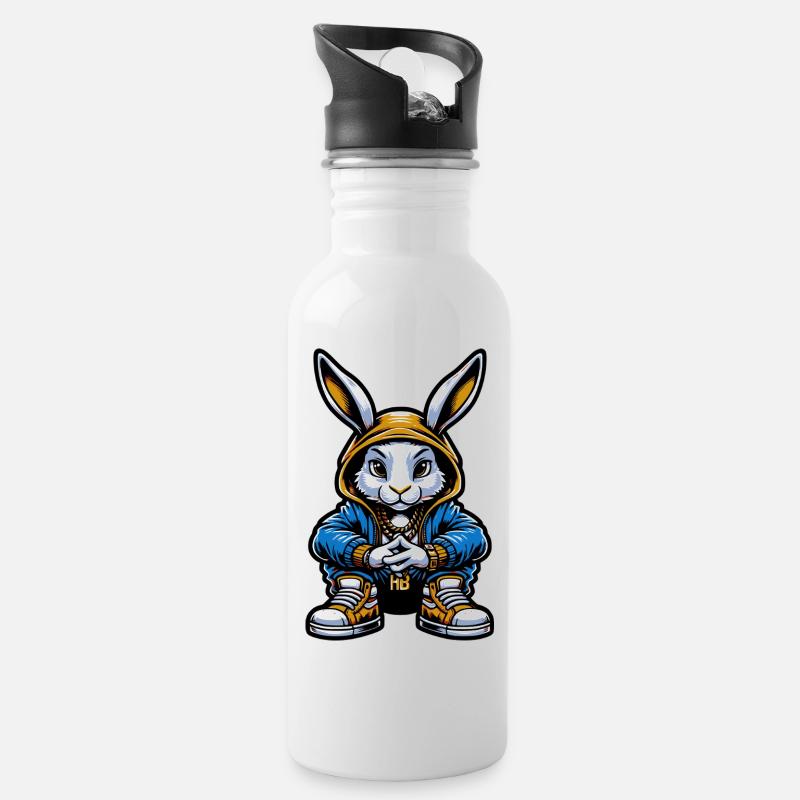Hood Bunny - Trinkflasche mit integriertem Trinkhalm - Weiß