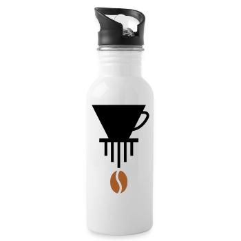 Pour-Over-Liebe: Minimalistisches Barista-Icon - Trinkflasche mit integriertem Trinkhalm - Weiß - Rechts