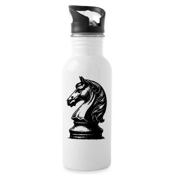 Chessboard with chess pieces king and pawns - Water bottle with straw - white - Right