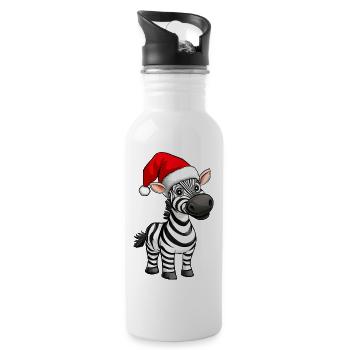 Zebras Christmas - Water bottle with straw - white - Right