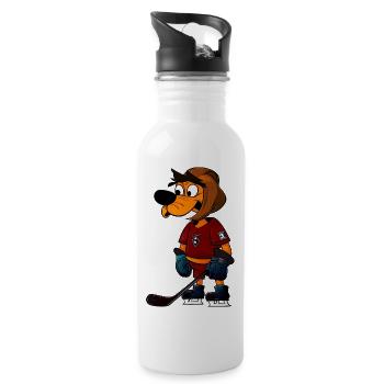 Hunde Eishockey - Trinkflasche mit integriertem Trinkhalm - Weiß - Rechts