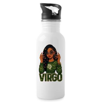 Reine de la Vierge – Vibrations de sagesse afro girl en place - Gourde avec paille intégrée - blanc - Droite