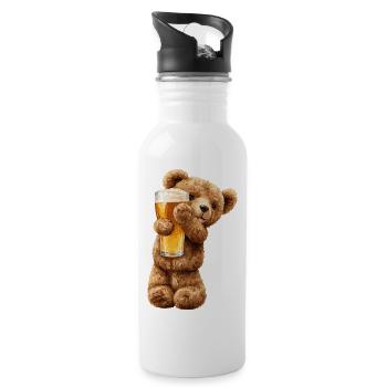 Ours avec verre de bière Bière Ours en peluche - Gourde avec paille intégrée - blanc - Droite