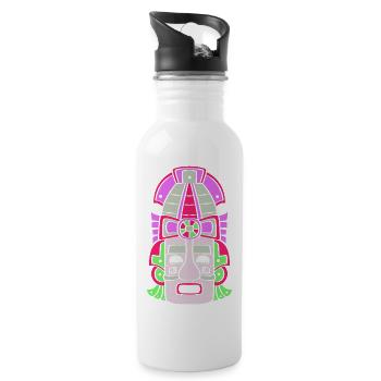 Inca Mayan calendar aztec - Water bottle with straw - white - Right