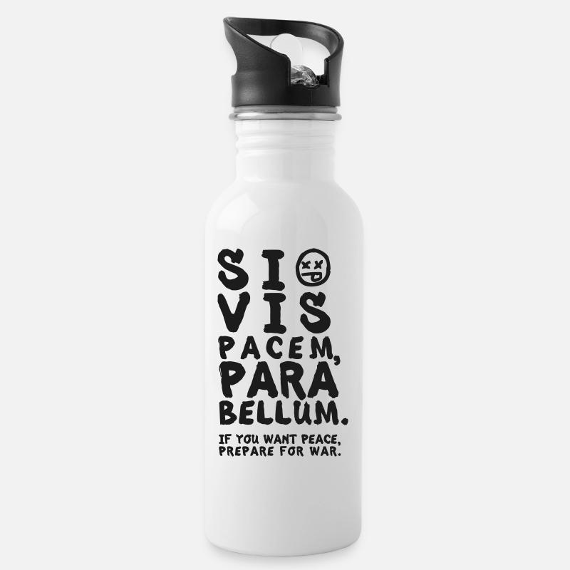 Si Vis Pacem, Para Bellum – Wenn du Frieden willst - Trinkflasche mit integriertem Trinkhalm - Weiß