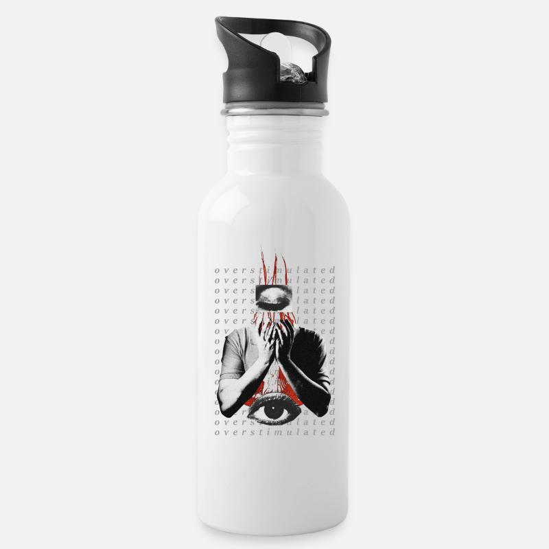 Überstimuliert - Trinkflasche mit integriertem Trinkhalm - Weiß