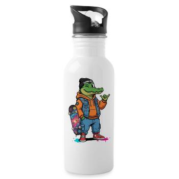 Sumpflife Alligator Skatewear - Water bottle with straw - white - Right