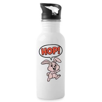HOP ! Vecteur d’action comique Bunny Jumping - Gourde avec paille intégrée - blanc - Droite