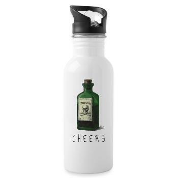 Bouteille de poison verte avec crâne - Gourde avec paille intégrée - blanc - Droite