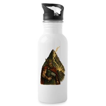 Nordischer Heldenhammer Thor - Trinkflasche mit integriertem Trinkhalm - Weiß - Rechts