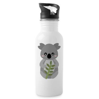 Koala à l’étreinte de feuille - Gourde avec paille intégrée - blanc - Droite