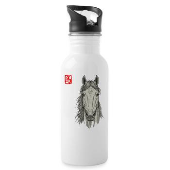 Cheval asiatique - Gourde avec paille intégrée - blanc - Droite